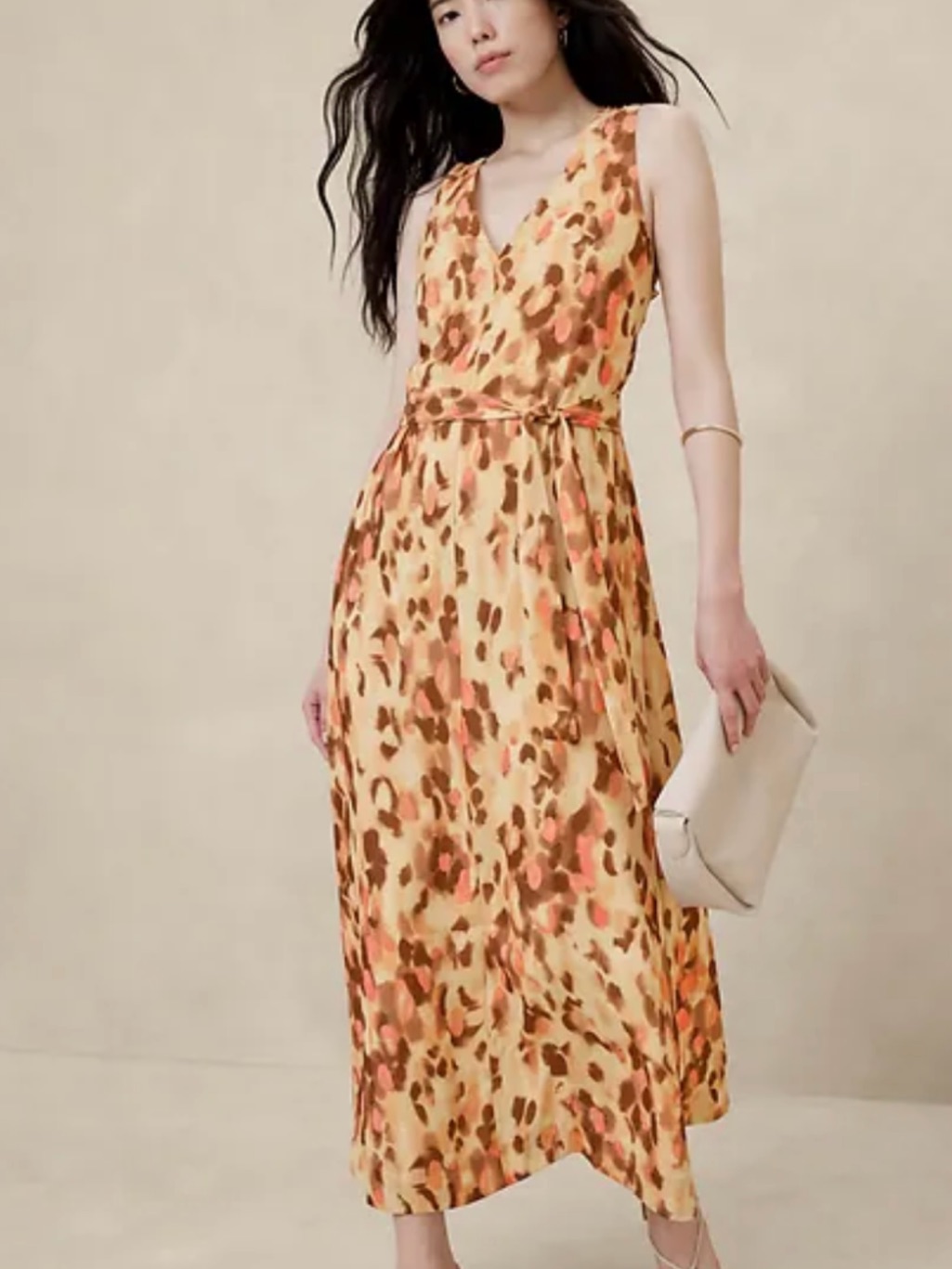 Banana Republic Yellow Floral-Print Sleeveless Maxi Dress